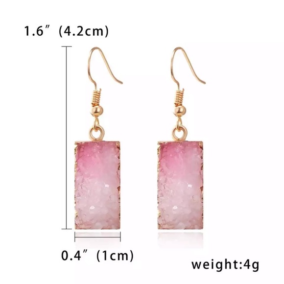 Geometric resin natural stone earring - Picture 3 of 3
